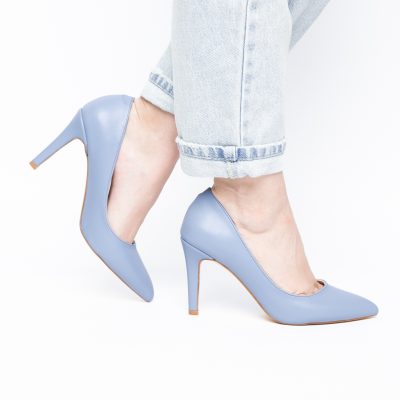 Pantofi Dama cu Toc Subtire Stiletto Piele Ecologică albastru (BS799AY2405420)