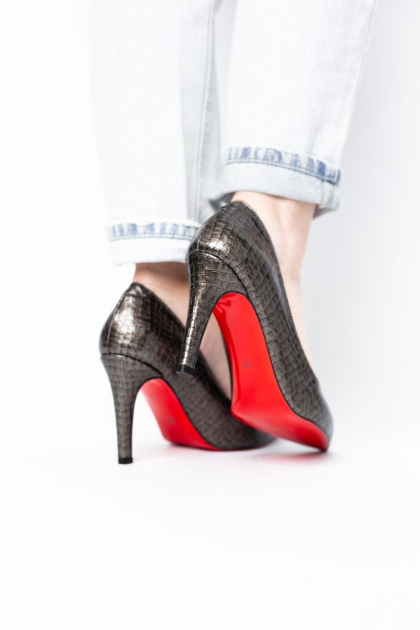 Pantofi Dama cu Toc Subtire Stiletto Piele Ecologică Platină (BS799AY2405290) 123