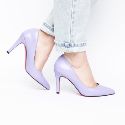 Pantofi Dama cu Toc Subtire Stiletto Piele Ecologică mov (BS799AY2405418)
