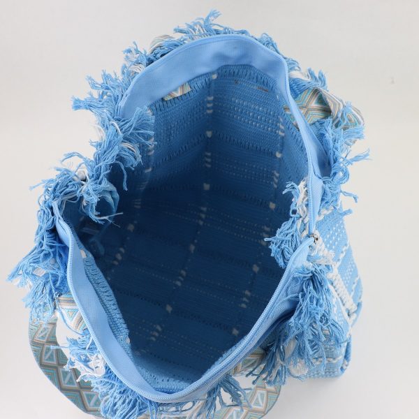 Geantă de plajă țesută pentru femei culoare Albastru David Jones BS7065CM2404966 119