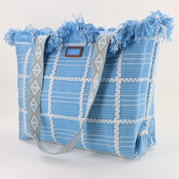 Geantă de plajă țesută pentru femei culoare Albastru David Jones BS7065CM2404966 120