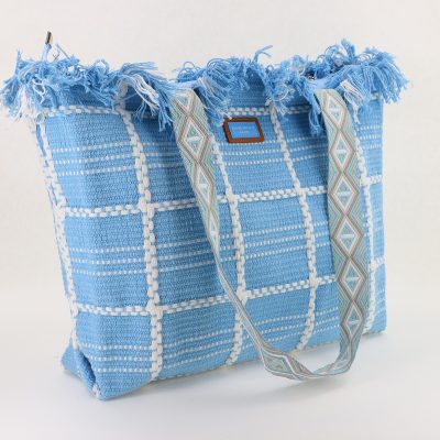 Geantă de plajă țesută pentru femei culoare Albastru David Jones BS7065CM2404966