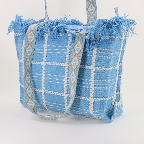 Geantă de plajă țesută pentru femei culoare Albastru David Jones BS7065CM2404966 121