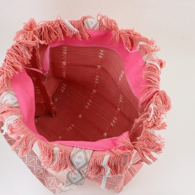 Geantă de plajă țesută pentru femei culoare Roz David Jones BS7065CM2404965
