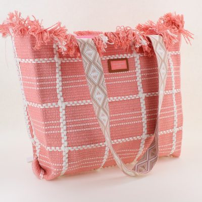 Geantă de plajă țesută pentru femei culoare Roz David Jones BS7065CM2404965