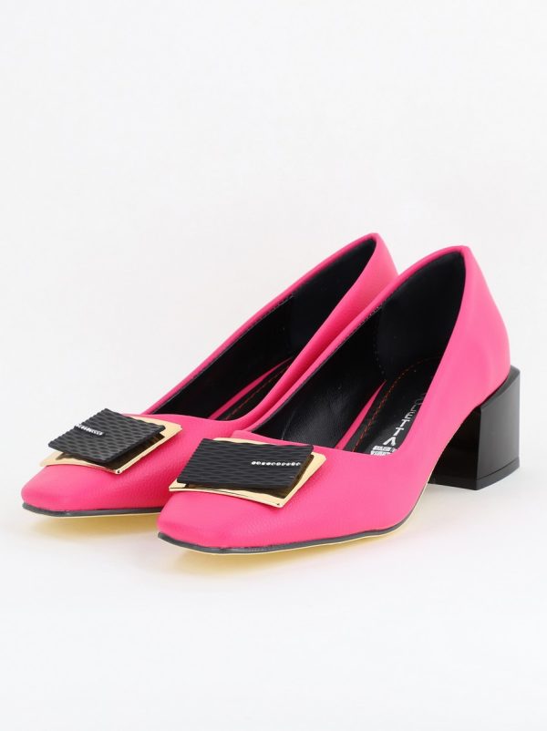 Pantofi cu Toc Eleganti cu Pietricele din Piele Ecologică culoare Fuchsia- BS131AY2405266 119