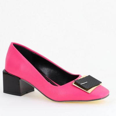 Pantofi cu Toc Eleganti cu Pietricele din Piele Ecologică culoare Fuchsia- BS131AY2405266