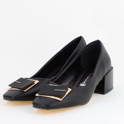 Pantofi cu Toc Eleganti cu Pietricele din Piele Ecologică culoare Negru - BS131AY2405267
