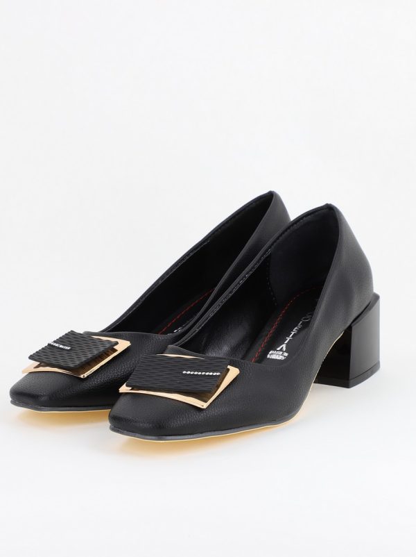 Pantofi cu Toc Eleganti cu Pietricele din Piele Ecologică culoare Negru - BS131AY2405267 119