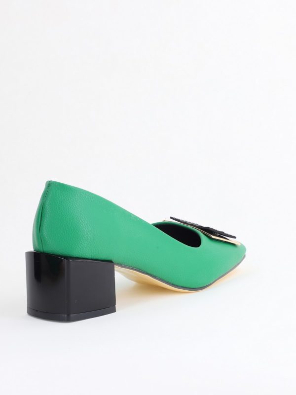 Pantofi cu Toc Eleganti cu Pietricele din Piele Ecologică culoare Verde - BS131AY2405330 125