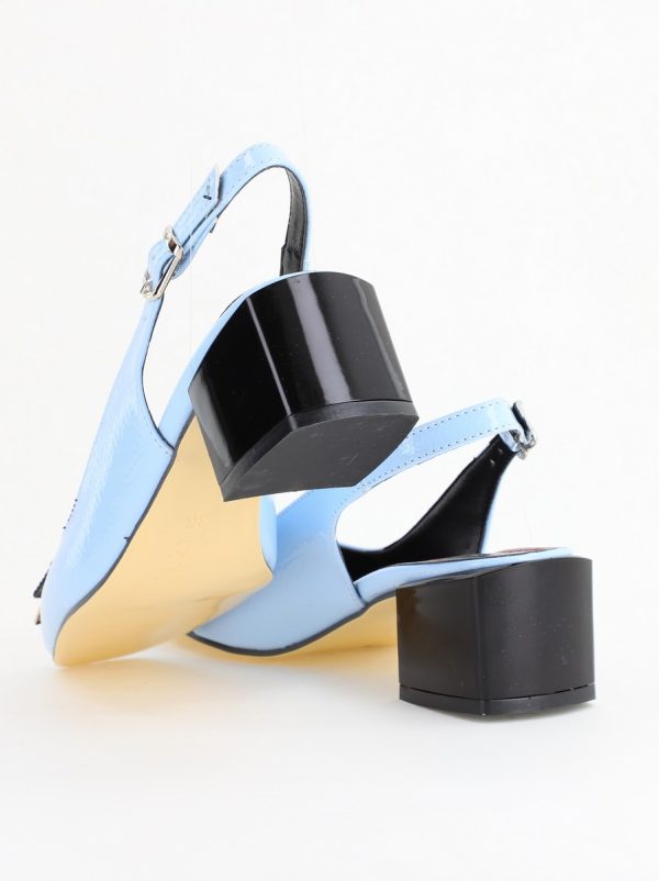 Pantofi cu Toc Eleganti Decupați cu Pietricele din Piele Ecologica culoare Albastru Lucios - BS1311AY2405273 120