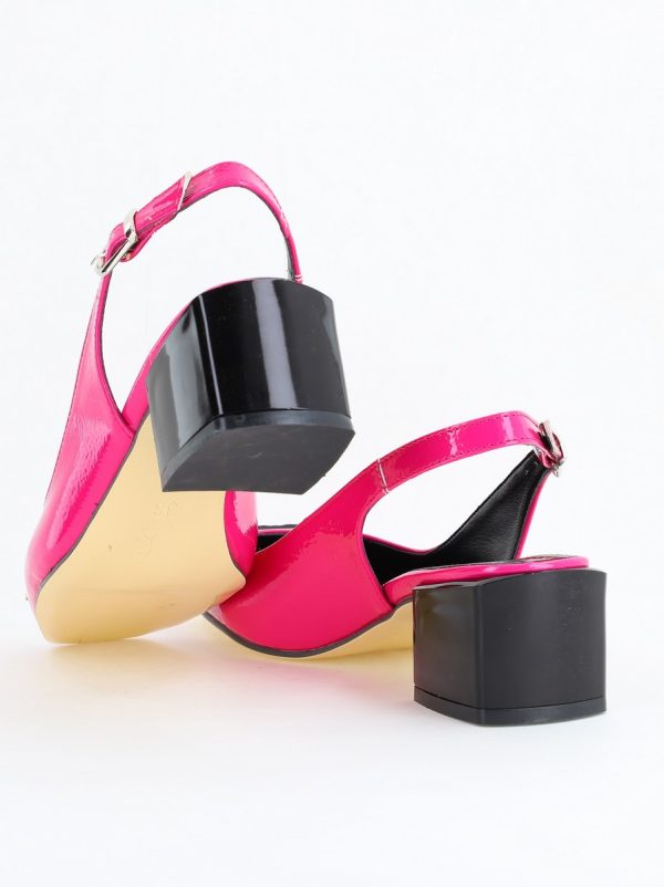 Pantofi cu Toc Eleganti Decupați cu Pietricele din Piele Ecologica culoare Fuchsia Lucios - BS1311AY2405271 122