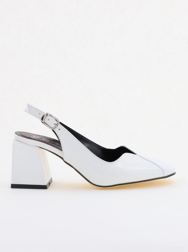 Pantofi cu Toc Eleganti Decupați din Piele Ecologica culoare Alb - BS1231AY2405275 124