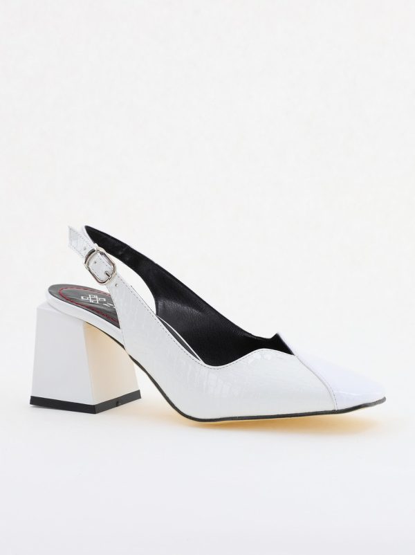 Incaltaminte Dama - Pantofi cu Toc Eleganti Decupați din Piele Ecologica culoare Alb - BS1231AY2405275