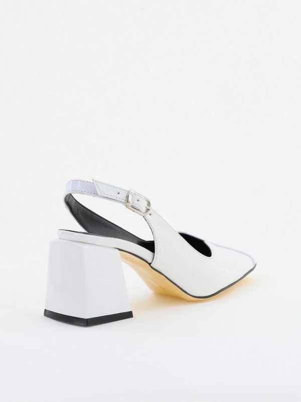 Pantofi cu Toc Eleganti Decupați din Piele Ecologica culoare Alb - BS1231AY2405275 126