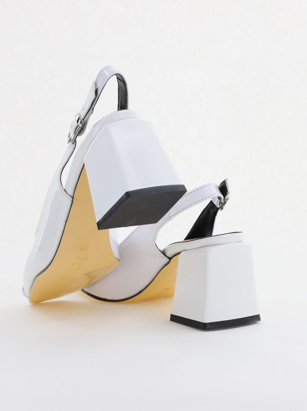 Pantofi cu Toc Eleganti Decupați din Piele Ecologica culoare Alb - BS1231AY2405275 122