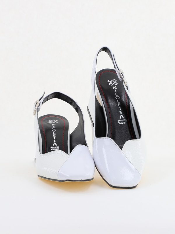 Pantofi cu Toc Eleganti Decupați din Piele Ecologica culoare Alb - BS1231AY2405275 127