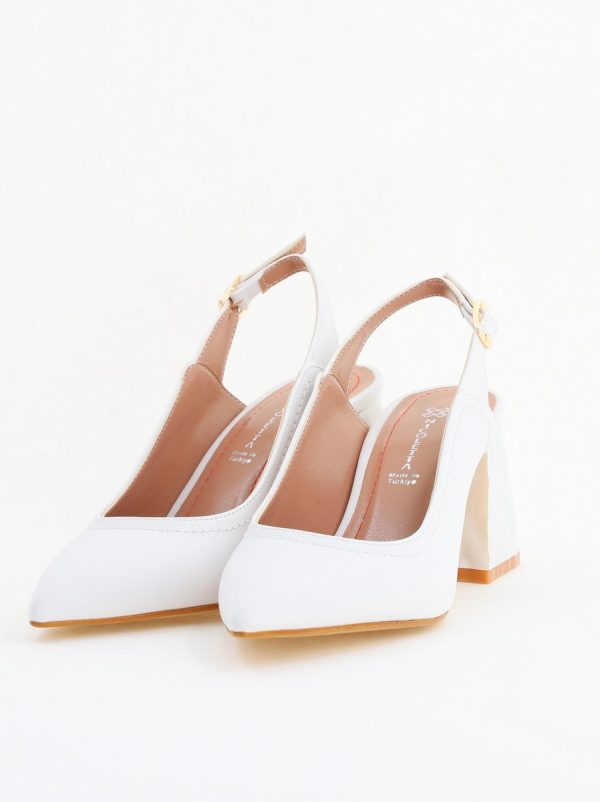 Pantofi cu Toc Eleganti Decupați din Piele Ecologica culoare Alb - BS774AY2405284 120