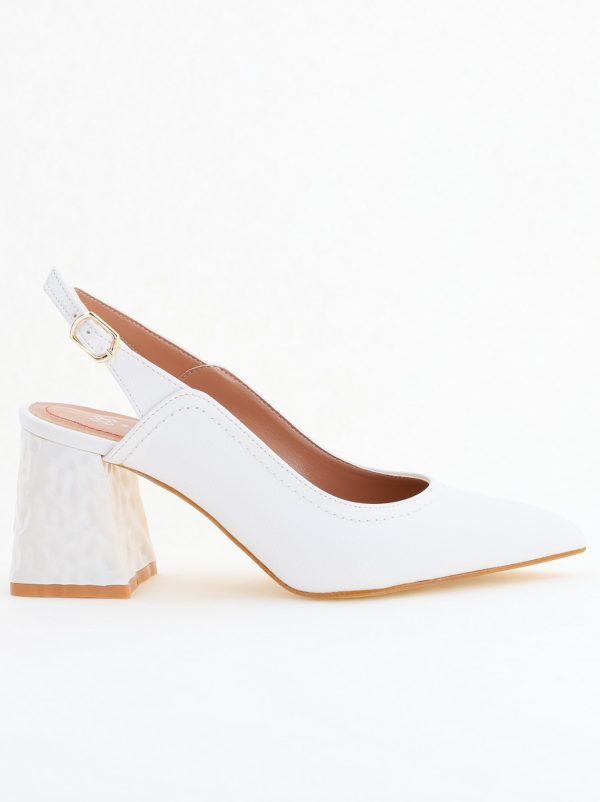 Pantofi cu Toc Eleganti Decupați din Piele Ecologica culoare Alb - BS774AY2405284 122
