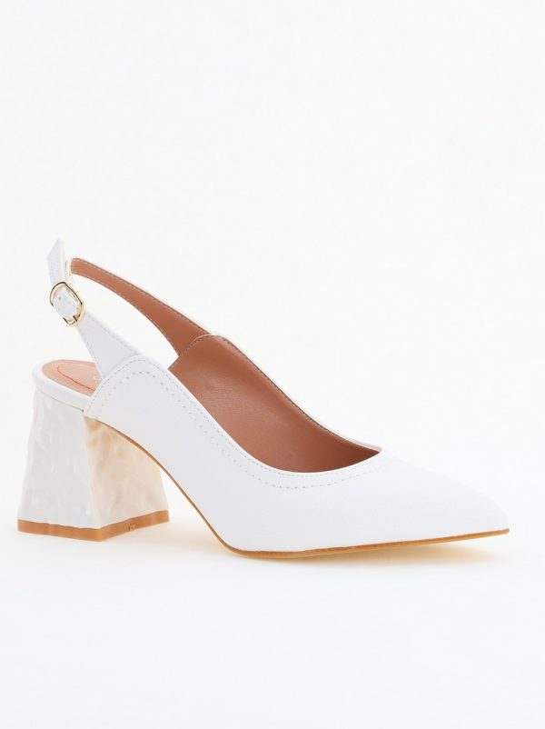 Incaltaminte Dama - Pantofi cu Toc Eleganti Decupați din Piele Ecologica culoare Alb - BS774AY2405284