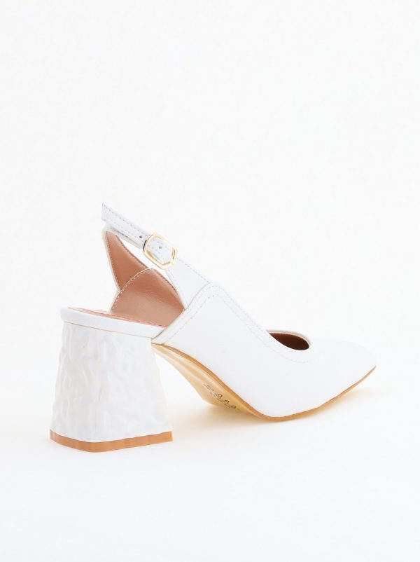 Pantofi cu Toc Eleganti Decupați din Piele Ecologica culoare Alb - BS774AY2405284 125
