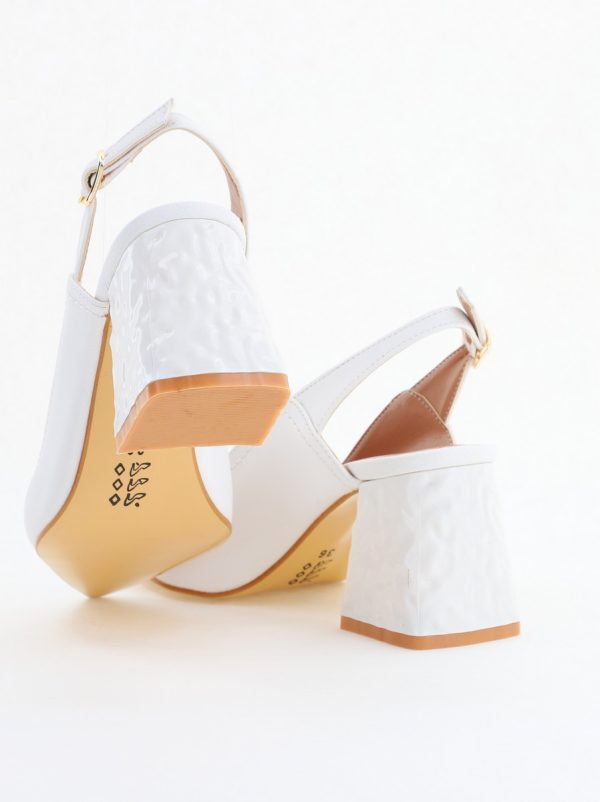 Pantofi cu Toc Eleganti Decupați din Piele Ecologica culoare Alb - BS774AY2405284 126