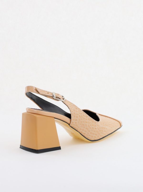 Pantofi cu Toc Eleganti Decupați din Piele Ecologica culoare Bej - BS1231AY2405276 126
