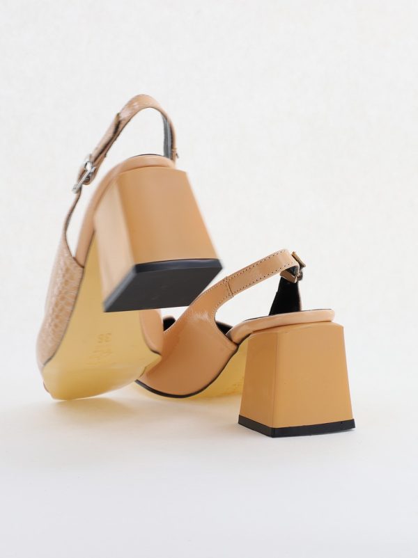 Pantofi cu Toc Eleganti Decupați din Piele Ecologica culoare Bej - BS1231AY2405276 122