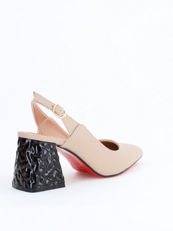 Pantofi cu Toc Eleganti Decupați din Piele Ecologica culoare Bej - BS774AY2404257 125