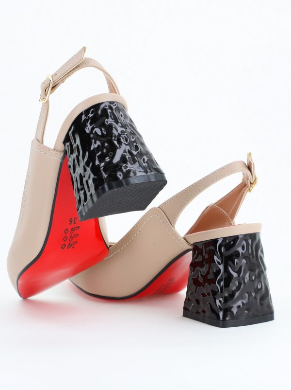 Pantofi cu Toc Eleganti Decupați din Piele Ecologica culoare Bej - BS774AY2404257 126