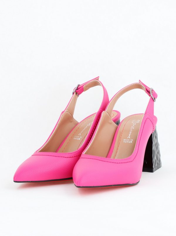 Pantofi cu Toc Eleganti Decupați din Piele Ecologica culoare Fuchsia - BS774AY2404259 120
