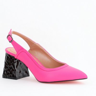 Pantofi cu Toc Eleganti Decupați din Piele Ecologica culoare Fuchsia - BS774AY2404259