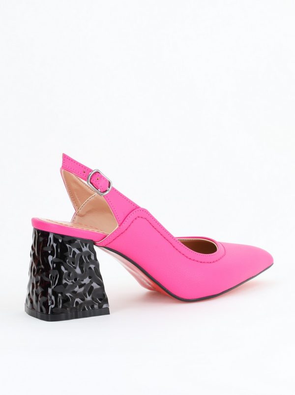 Pantofi cu Toc Eleganti Decupați din Piele Ecologica culoare Fuchsia - BS774AY2404259 125