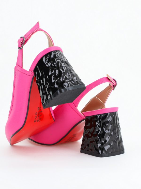 Pantofi cu Toc Eleganti Decupați din Piele Ecologica culoare Fuchsia - BS774AY2404259 126
