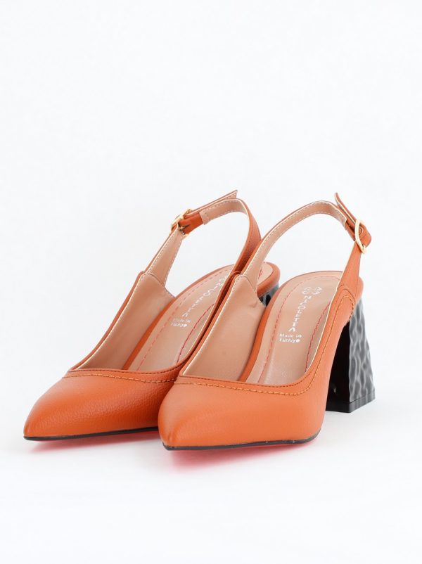 Pantofi cu Toc Eleganti Decupați din Piele Ecologica culoare Maro - BS774AY2404260 120