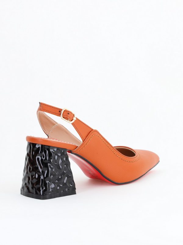 Pantofi cu Toc Eleganti Decupați din Piele Ecologica culoare Maro - BS774AY2404260 125