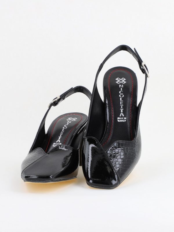 Pantofi cu Toc Eleganti Decupați din Piele Ecologica culoare Negru - BS1231AY2405274 124