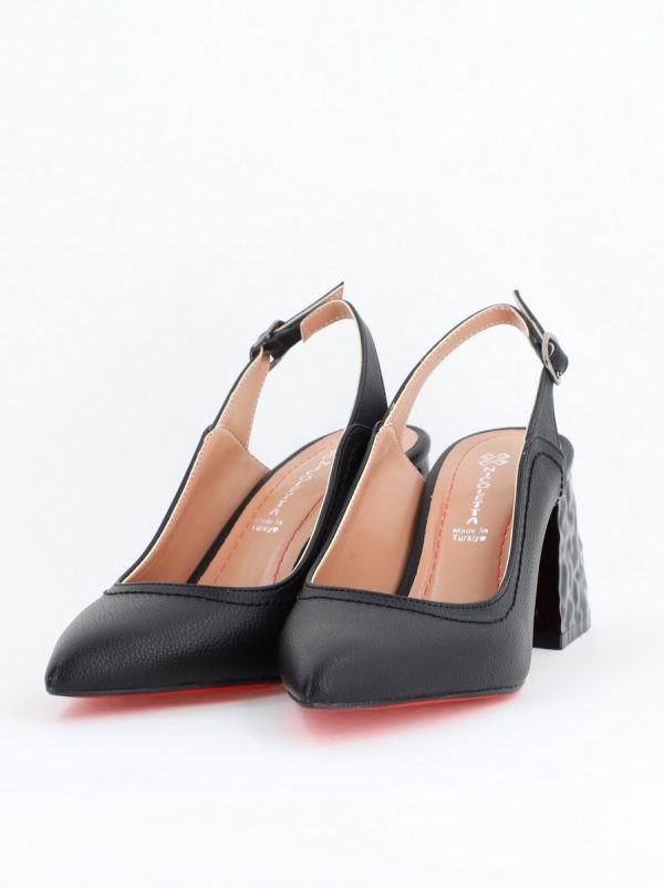 Pantofi cu Toc Eleganti Decupați din Piele Ecologica culoare Negru - BS774AY2404262 120