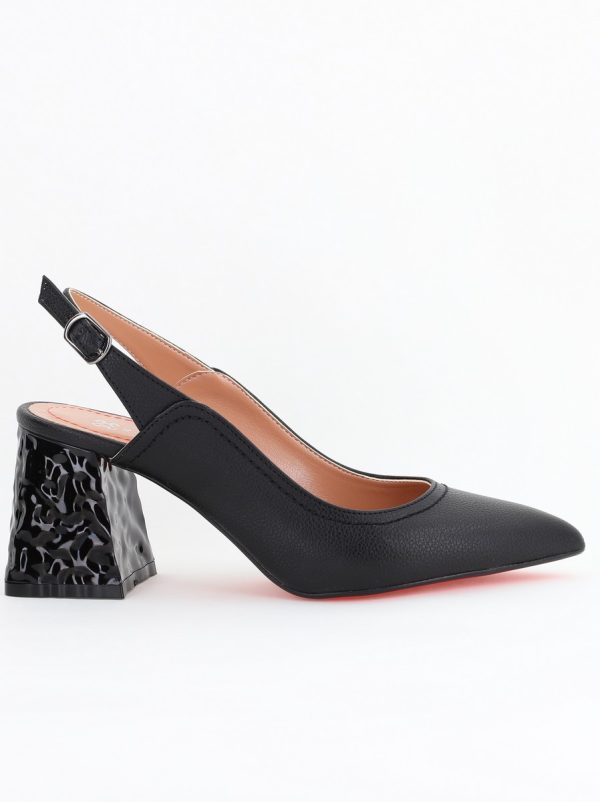 Pantofi cu Toc Eleganti Decupați din Piele Ecologica culoare Negru - BS774AY2404262 122