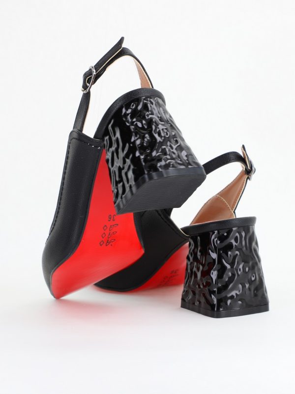 Pantofi cu Toc Eleganti Decupați din Piele Ecologica culoare Negru - BS774AY2404262 126