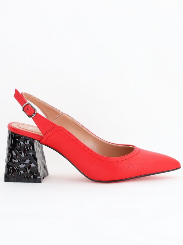 Pantofi cu Toc Eleganti Decupați din Piele Ecologica culoare Rosu - BS774AY2404258 122