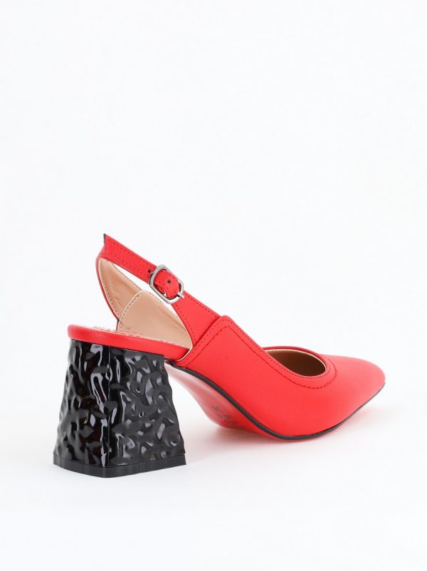 Pantofi cu Toc Eleganti Decupați din Piele Ecologica culoare Rosu - BS774AY2404258 125