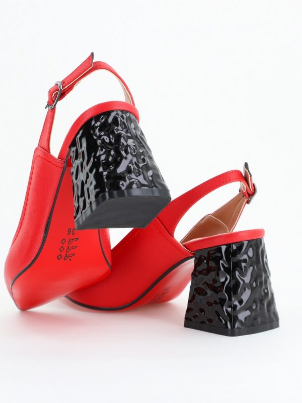 Pantofi cu Toc Eleganti Decupați din Piele Ecologica culoare Rosu - BS774AY2404258 126
