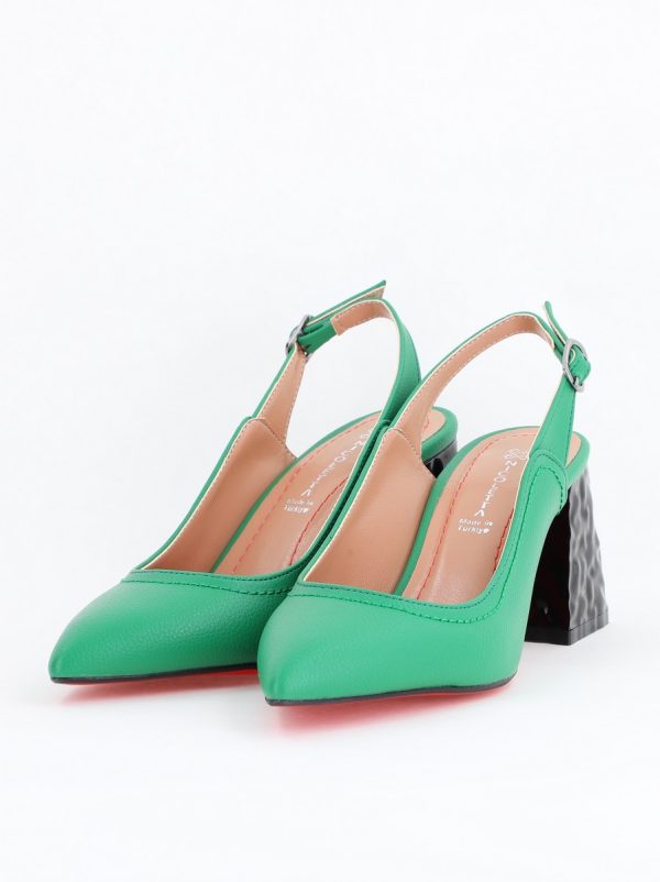 Pantofi cu Toc Eleganti Decupați din Piele Ecologica culoare Verde - BS774AY2404261 120