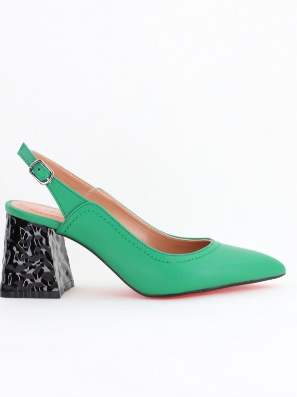 Pantofi cu Toc Eleganti Decupați din Piele Ecologica culoare Verde - BS774AY2404261 122