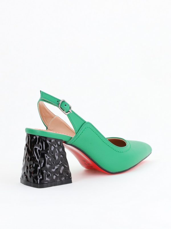 Pantofi cu Toc Eleganti Decupați din Piele Ecologica culoare Verde - BS774AY2404261 125
