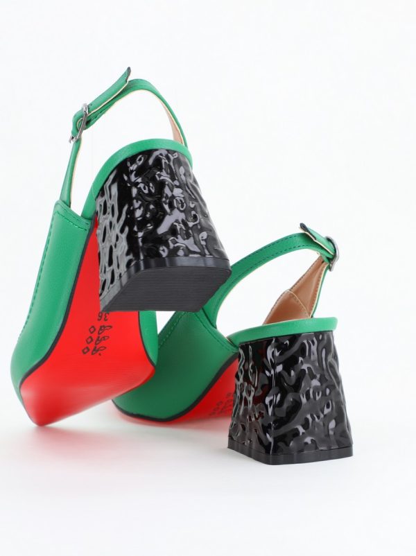 Pantofi cu Toc Eleganti Decupați din Piele Ecologica culoare Verde - BS774AY2404261 126
