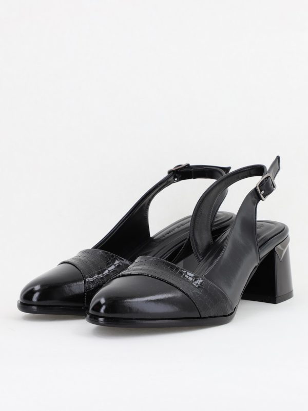 Pantofi Damă cu Toc Gros din Piele Ecologică culoare negru (BS201AY2404033) 120