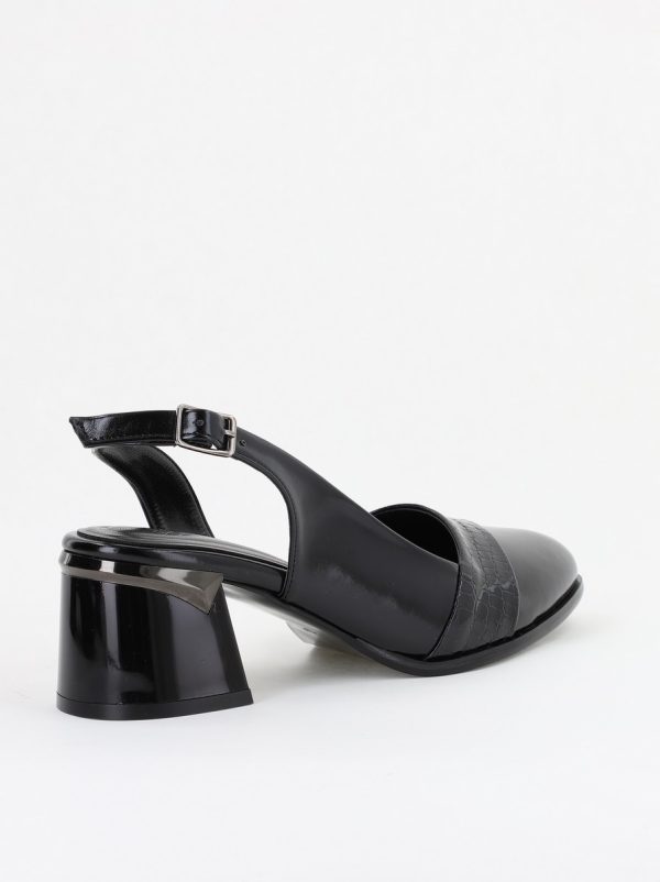 Pantofi Damă cu Toc Gros din Piele Ecologică culoare negru (BS201AY2404033) 121