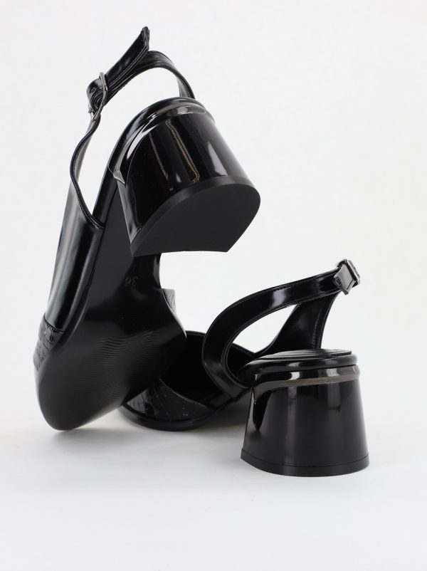 Pantofi Damă cu Toc Gros din Piele Ecologică culoare negru (BS201AY2404033) 119